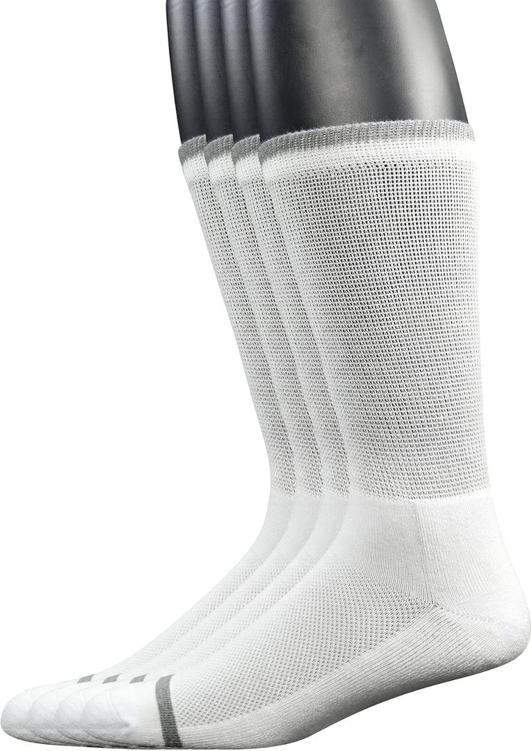 Yomandamor Men's 4 Pairs Diabetic Crew Socks with Seamless Toe and Cushion Sole (10-13)