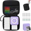 Purple Mini Pocket Printer with Black Case, Thermal Printer with 10 Rolls Thermal Paper, Mini Portable Photo Printers for Travelling, Journal, Memo, Photo, Study Notes, Shopping Lists