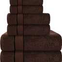 CRAFTBERRY - 6 Piece Luxury Bathroom Towels Set - 100% Cotton, Dark Brown/Chocolate, Includes 2 Bath Towels, 2 Hand Towels, and 2 Washcloths - Quick Dry, Absorbent, Plush, Soft