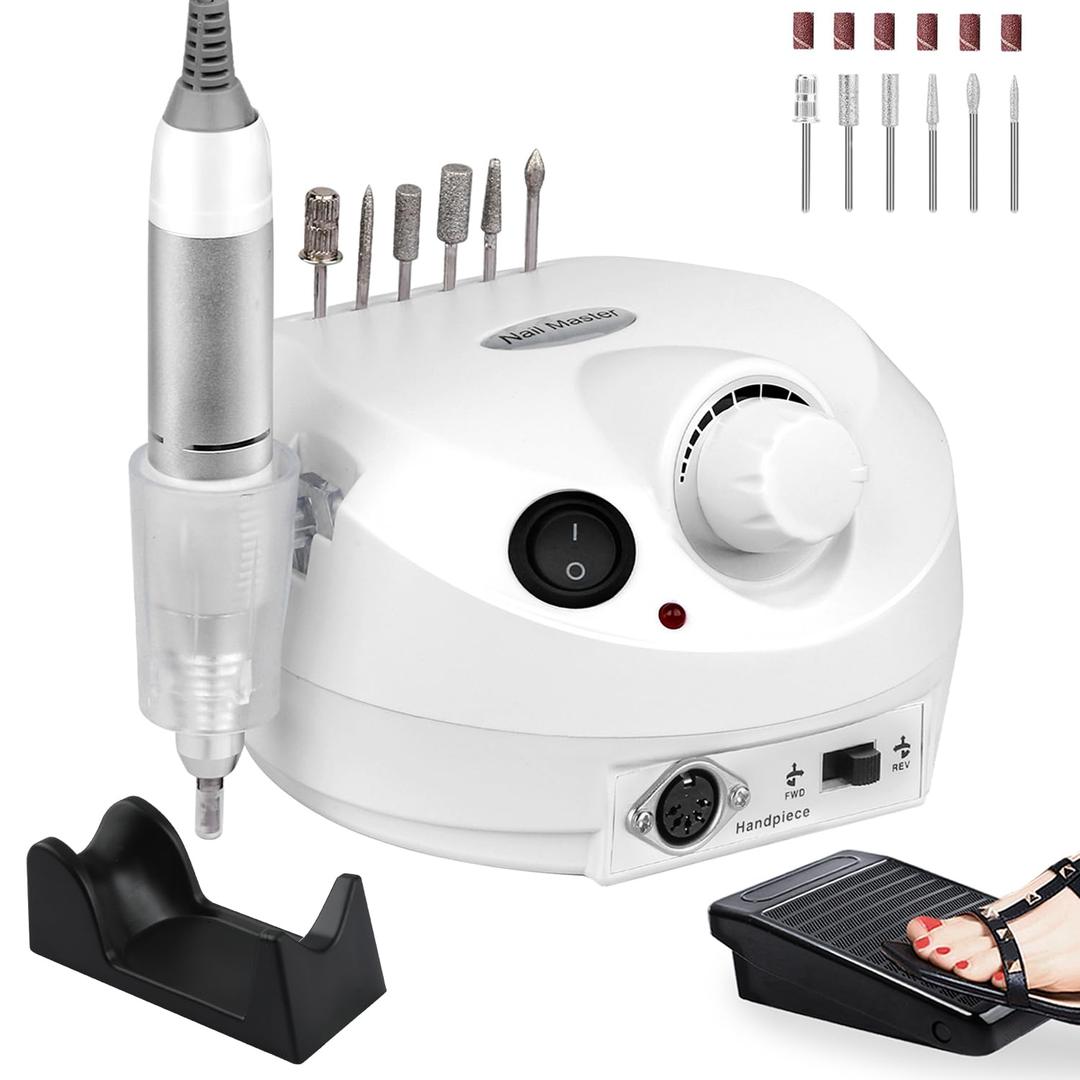 Acrylic Nail Drill-Electric Nail Drill 30000 RPM Electric Nail File with Foot Pedal E File Manicure Set, Nail Grinder for Gel Nails ElectricNailFile with NailDrill Bits