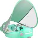Mambobaby Float with Canopy and Tail New Upgraded Non-Inflatable Baby Pool Float Mambo Float Swim Trainer Solid Infant Swim Float Adjustable Pearl Foam Baby Swim Ring