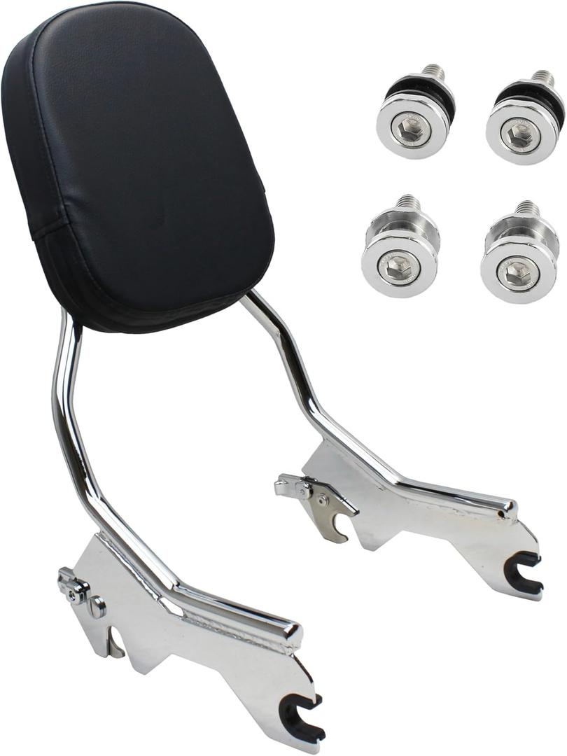 YHMOTO Detachable Sissy Bar Upright Backrest With Docking Hardware Kit Fit For Harley Softail FLDE FLHC FLHCS FLSL FXBB and FXST models 2018-2024 (Chrome)