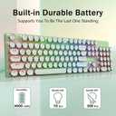 Redragon K710 Wireless Typewriter Mechanical Gaming Keyboard, Bluetooth/2.4Ghz/Wired, RGB Led Backlit, Blue Switch - Clicky, Rechargeable, Solid Metal Panel, Round Keycaps, Green