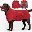 MIGOHI Dog Coat,Dog Jacket Waterproof,Winter Coat Windproof,XXL Fleece Jacket for Dogs Boy Girl,Cold Weather Coats for Dogs Hiking Camping,Golden Retriever,Labrador,Weimaraner,2XL,Red