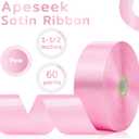 2 x 60 Yards Pink Satin Ribbon 1-1/2 Inch, Solid Polyester Fabric Ribbon for Gift Wrapping, Crafts, Flower Bouquet, Wedding, Festival, Christmas, Halloween