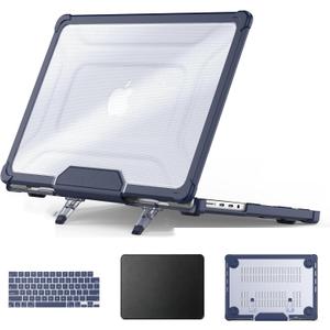 HXCASEAC Compatible with MacBook Pro 14 inch Case 2026 2025 2024 2023 2021,Anti-Scratching Protective Hard Cover with Foldable Stand M5 M4 M3 M2 M1 (A3426 A3434 A3401 A3112 A2918 A2992 A2442), Navy