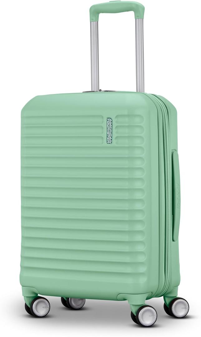 American Tourister Stratum 3.0 Carry-On Spinner, Airline Approved, Durable Hardside Luggage, Expands 1.5", RightHeight Adjustable Handle, Surreal Green
