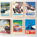 2 x Set of 6 Vintage Car Racing Poster Prints, Unframed Classic Auto Racing Wall Art by Go Ham, Turner, Beligond 5x7 Inch Retro Decor for Home, Garage, Office