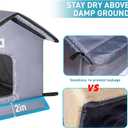 Outdoor Cat House Weatherproof & Insulated for Winter - Upgraded Seamless Bottom Feral Cat Shelter, Waterproof Cat Houses for Outdoor Cats, Easy to Assemble Outside Cat House with Mat(Grey, L)
