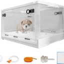 Oxygen for Dogs Chamber with Wheels, 89L Folding Puppy Incubator, Large Breathable Visible Dog Oxygen Chamber with Pet Bed Mat Care Accessories, White, 89L