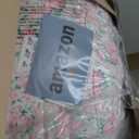 Laura Ashley - Queen Bonus Comforter Set, Reversible Bedding with a Soft Feel, 7 Piece Bed Set with Matching Pillowcases, Euro Shams, & Throw Pillow Covers (Pamelas Posies/Pretty Stripe Pink)