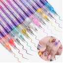 12 Colors Nail Art Pens Set, Nail Art Markers Polish Pen for 3D Nail Art, Drawing Painting Liner Brush for DIY Nail Art Beauty Adorn Manicure Tools (2 box of 12 colors)