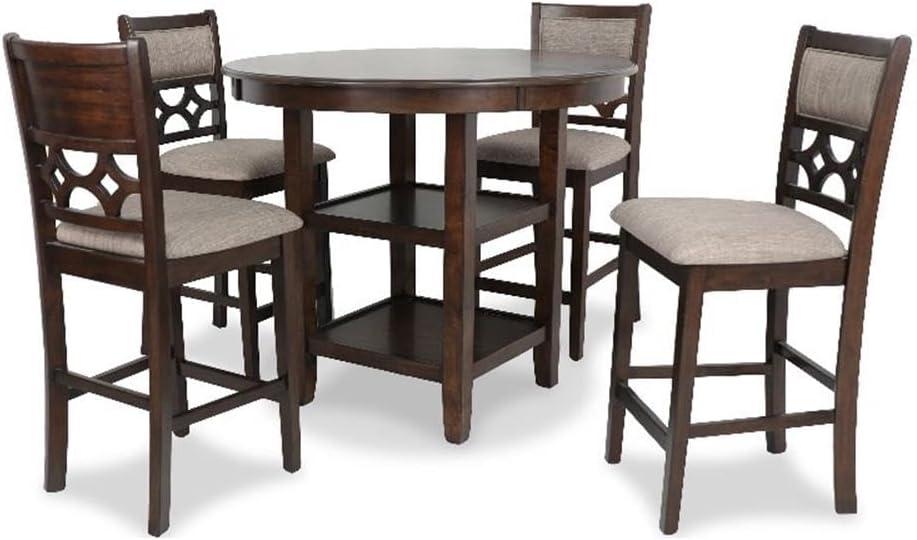 New Classic Furniture Mitchell 5-Piece Counter Set with 1 Table and 4 Chairs, Cherry Brown