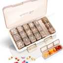 Pill Organizer 3 Times a Day, Cisrgo Weekly Pill Box, Large 7 Day Pill Organizer, Portable Family/Travel Medicine Case for Pills, Vitamins, Fish Oil and Supplements, Brown