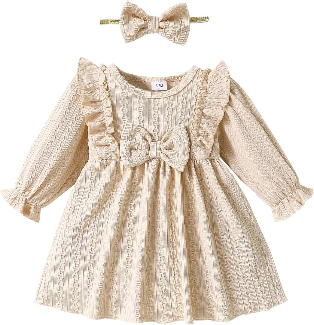 Mioglrie Baby Girl Dress Toddler Girls' Dresses  Girls Clothes Fall Winter Outfits, 6-12 Months 