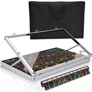 Trade Card Show Display Case,Aluminum Lockable Trading Show Display Case and Handle,Portable Trading with Lock for Collectibles, Sports Graded Cards TCG Craft Jewelry (Silver with Bag 32*22 in)