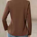 ELLEVEN Women’s Business Casual Open Front Blazers, Stretchy Knit Long Sleeve Blazer Work Office Suit Jackets (Brown, XXL)
