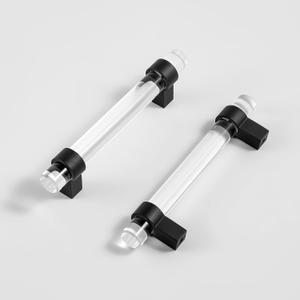 5 Inch Hole Centers Handles for Cabinet Handles, Clear Crystal Glass Drawer Pulls Matte Black Handles (128mm, 10 Pack)