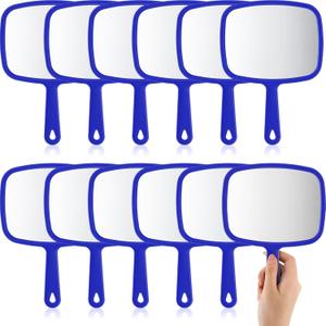 Geetery 12 Pcs Hand Mirror Handheld Makeup Mirrors with Handle Wall Mount for Cosmetic Bathroom Home Barber Salon Travel Portable Beauty School Gift for Women Student 6.69 x 9.45 Inch(Blue)