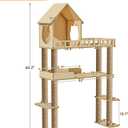 Wood Cat Tree for Automatic Litter Box, 60.2 Inch Tall Modern Cat Tree Tower with Litter Box Enclosure, Multi-Level Wooden Cats Tower Furniture with Scratching Posts, Condo House for Indoor Cats C3