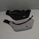 2 Packs Fanny Packs for Men and Women, Water Resistant Sports Waist Pack Bag Bum Bag for Travel Hiking Running (Black + Gray)