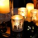 WDHODEC Christmas Candle Holders for Tealight, Votive, LED Candles Silver Gold Glass Candle Holders for Home Decorations Coffee, Office Dcor 4PCS