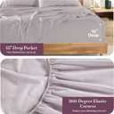 Casa Platino 100% Cotton Twin XL Size Sheets Crisp Percale Sheets Twin XL with 2 Pillowcases, with 15" Deep Pocket Sheet for Secure Fit, Ultra Soft & Cozy, Excellent Quality & Fit Grey Lavender