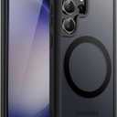 JETech Magnetic Case for Samsung Galaxy S23 Ultra 5G 6.8-Inch, Compatible with MagSafe, Translucent Matte Back Shockproof Phone Cover (Black)