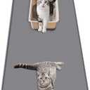 Cat Litter Mat Extra Large, 51"x 25.6" XXXL Waterproof Kitty Litter Silicone Box Mat for Scatter Control, No-Slip Soft Pet Trapping Litter Rug Pad, Machine Washable, Dark Gray