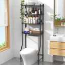 EAGMAK 4 Tier Over The Toilet Storage Rack, Bathroom Organizers and Storage Over Toilet with Adjustable Shelf and Basket, Above Toilet Storage Bathroom Cabinet for Small Space (Black), 23.6 x 11.8 x 66.9 inches
