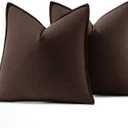 MIULEE Decorative Linen Euro Sham Pillow Covers 22x22 Inch Dark Brown Boho Farmhouse Neutral Winter Couch Throw Pillows for Bed Pack of 2 Accent Modern Pillowcase Sofa Livingroom Home Decor