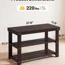 Amada 3 Tier Bamboo Shoe Rack Bench for Entryway, Living Room, Brown, 27.56 x 11.02 x 17.72 inches