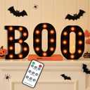 Halloween Decorations  Boo Light Up Letters with Remote | Timer, Dimmable, 3 Light Modes | Marquee Sign for Indoor Halloween Decor, Fireplace Mantel, Tabletop, Bedroom, Wall or Holiday Display