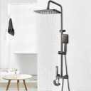Bathroom Shower Faucet Set Multi Function Gun Metal Rain Wall Mount Mixer Tap