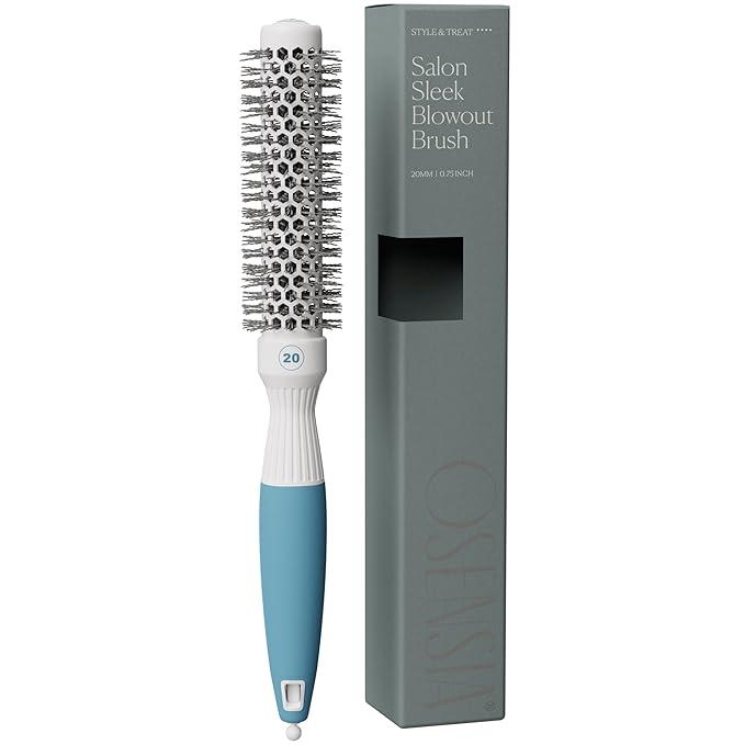 Round Brush for Blow Drying  Extra Small Ceramic Thermal Ionic Roller Brush for Sleek, Salon Blowout  Lightweight Round Hair Brush for Precise Styling and Manageable Hair (Bristle 1.7in, Barrel 1in)