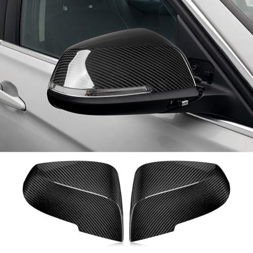 Real Carbon Fiber Mirror Trim Covers Compatible with BMW1 series F20 2 series F22 F23 3 series F30 F31 F34 4 series F32 F33 F36 X1 E84 M2 F87 2-pc Set Side Mirror Trim Accessories Glossy Black