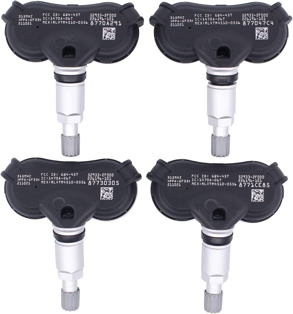 NewYall 4 Pcs 315MHz TPMS Tire Pressure Monitoring System Sensor for Accent 07-11, Equus 10-13, Genesis 09-14, Sonata 08-10, Tucson 09-23, Rio 06-11, Borrego 08-11, Spectra 07-09, Acura 09-15