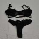 WDIRARA Women's Contrast Mesh Cut Out Underwire 2 Piece Lingerie Set Bra and Panty Set Black S