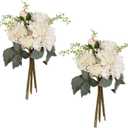 2 Bouquets White Artificial Peonies Combo Faux Dahlia Flowers 18stems Faux Flowers for Vase White Fake Flowers for Home Decoration Wedding Decoration Bride Bouquet (White)