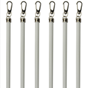 Generic White Aluminum Drapery Curtain Wand Pull Rod w/Swivel Snap & Handle White (6 Pack - 24""), Silver