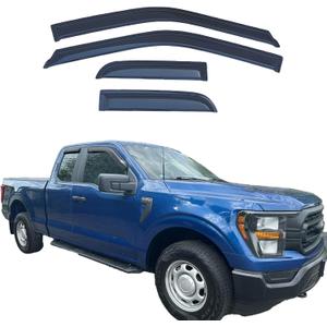 Tape On Window Visors Compatible with 2015-2025 Ford F-150 Extended Cab (SuperCab),2017-2025 F-250/350 SuperDuty Super Cab,Side Vent Window Deflector Rain Guard Shade,Truck Accessories-4pcs