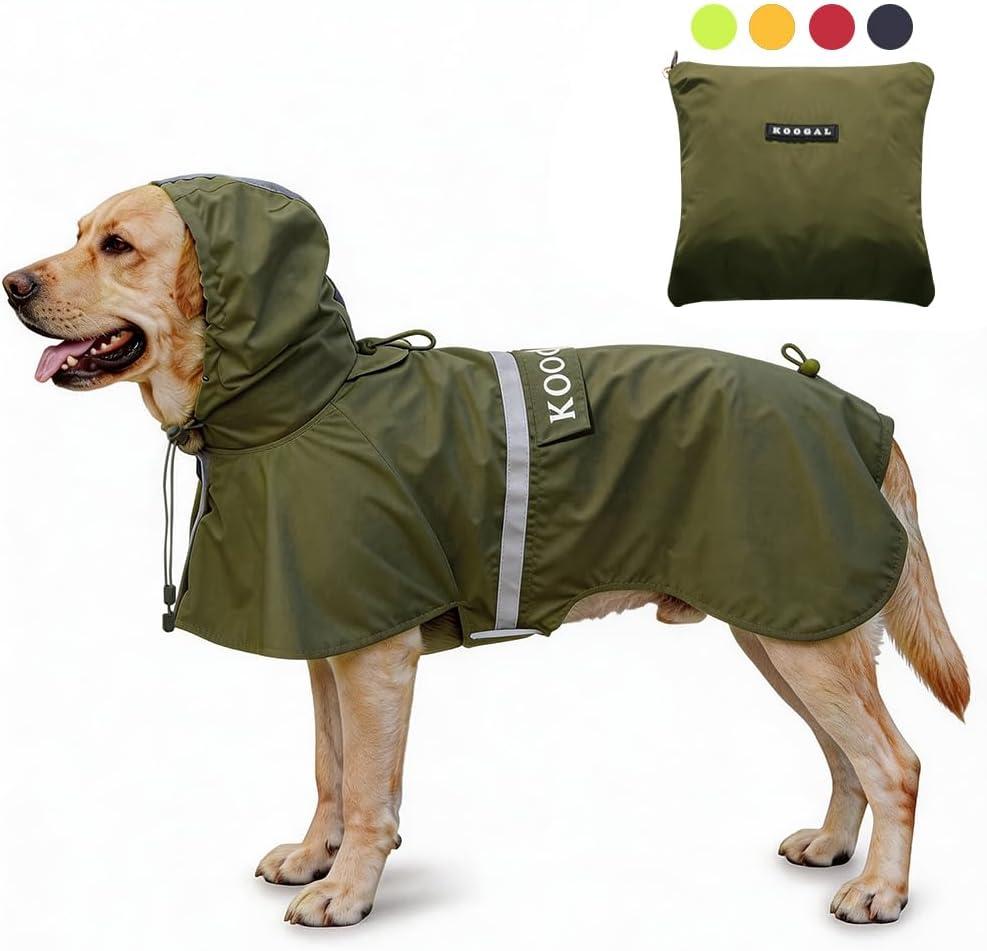 Pet Large Dog Raincoat Apparel Poncho Waterproof for Medium Large Sized for Dog Raincoat Clothes Jacket (6XL, Green) (6XL-Fit for 99 to 110 pounds)