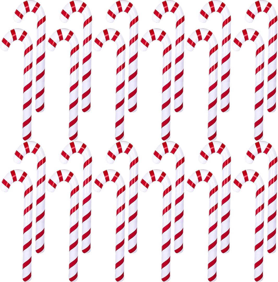 Cotiny 24 Pcs 35 Inch Christmas Inflatable Candy Canes Jumbo Candy Canes Inflatable Candy Yard Decoration for Indoor Outdoor Backyard Christmas Party Decor