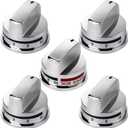 4 Pcs EBZ37189611 Range Burner Knob and 1 Pcs EBZ37189609 Super Boil Burner Control Knob Compatible with L-G LRG30355ST LRG30357ST LRG30855ST Gas Stove Replacement Knobs