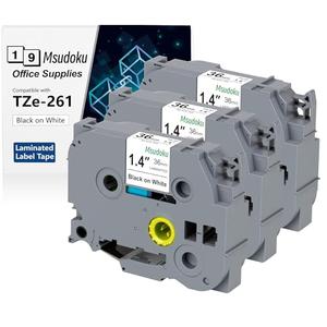 Msudoku Tape 3 Pack TZe-261 TZe261 TZe 261 TZ 36mm 1.42 Inch Laminated White, Compatible with Brother Label Maker P Touch Tape for PT 530 550 3600 P900W Label Makers, Black on White