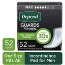 Depend Guards Incontinence Pads for Men, Maximum Absorbency, 52 Count,