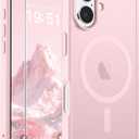 SUPFINE Magnetic for iPhone 17 Case with Screen Protector (Compatible with MagSafe)(Military Grade Drop Protection) Translucent Matte Shockproof with Anti-Fingerprint Phone Cover,Light Pink