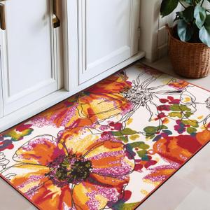Rugshop Modern Bright Flowers Non-Slip (Non-Skid) Area Rug 2'7" x 4' Multi