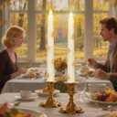 Fall Flameless Taper Candles with Remote & Timer, 11 Inch Pure Hand-Made Embossed Craft Maple Leaf LED Taper Candles for Home Party Autumn Decorations, Set of 2