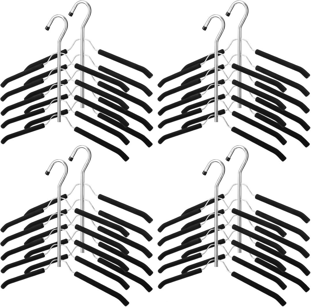 Ripeng 8 Pcs Multi Layer Clothes Hangers 5 in 1 Sweater Shirt Hanger for Shirts Space Saving Anti Slip Metal Heavy Duty Stainless Steel Blouse Tree Hangers for Suit Closet Organizer and Storage, Black